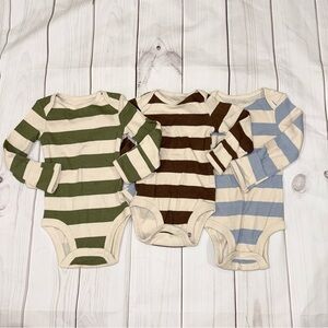 Bundle of Long Sleeve Striped Bodysuits - Size 3 Months